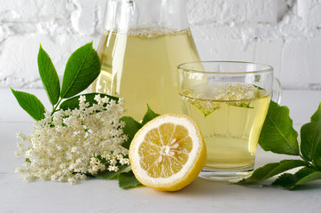 Fresh drink and elderberry flowers