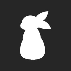 Bunny pet silhouette. Hare vector cute rabbit in cartoon style.