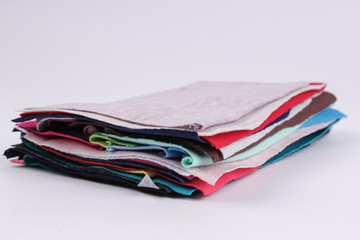 multicolored patches of fabric on a white background