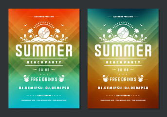 Summer party design poster or flyer night club event modern typography and abstract background.