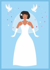 Vector illustration, Dream and dress to weeding with inspiration from fairy tale about Cinderella princess. The design with different orgins can be found in portfolio.