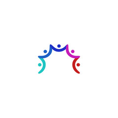 Colorful people group, sign symbol on white