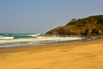 Asturias coastline, Navia beach detail.