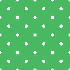 Wall murals Polka dot Polka dot seamless pattern with white dots on fresh green background. Elegant design for spring wallpaper, scrapbooking, fashion fabric and home decor textile.