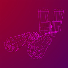 Abstract image of a binoculars. Searching or business vision concept. Wireframe low poly mesh vector illustration