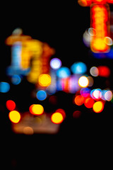 Abstract city blur background with bokeh lights at Night city street lights bokeh background