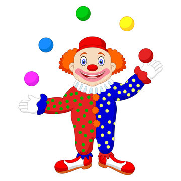 Illustration of a clown juggling balls