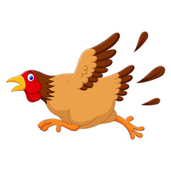 Cartoon illustration of chicken hen running 