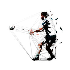 Rugby player passing ball, abstract low polygonal isolated vector illustration