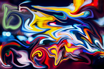 Abstract color background in impressionism style of multicolored liquid colors. Liquid marble texture, waves Swirl pattern . Modern design. Psychedelic wallpaper or for web .