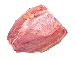 raw carp fillets on white background