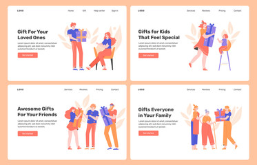 Gifts for loved ones, family, friends, relatives. People make surprises, celebrate holidays, have parties. Design concept for landing pages. Vector flat illustration with characters.