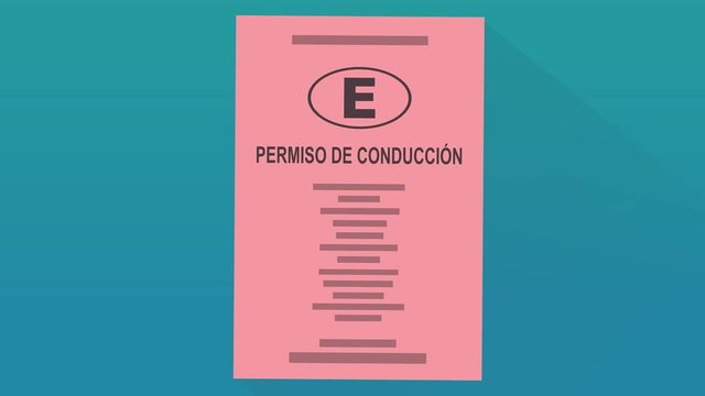 Permiso de Conducci&oacute;n rosa Espa&ntilde;a (dise&ntilde;o plano, fondo azul,fondo blanco,transparencia y canal alfa)