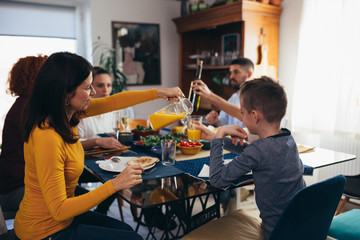 family and friends lunch or dinner party at home