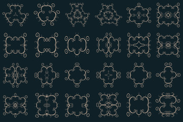 Big set of beautiful ornaments for your design on background. Round ornaments. Set