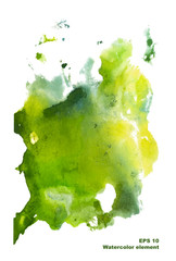 Abstract watercolor background design in vector. Colorful painted stroke. Green, blue and yellow colors texture