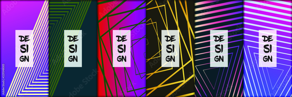 Poster set of abstract gradient banners. minimal style color background. template for wallpaper, mobile app