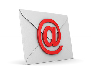 closed envelope and symbol email on white background. Isolated 3D illustration