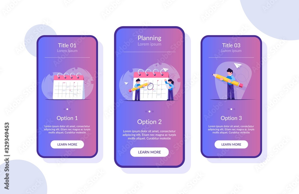 Poster concept of planning tasks for the week, month. employees with a pencil and a list of tasks are near 
