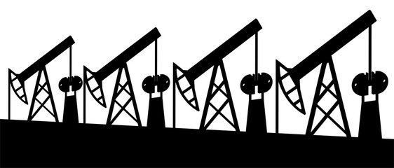illustration, oil rigs black on white, energy security