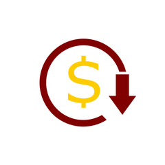 The money is on the wheel and the down arrow. The concept of money with negative values.