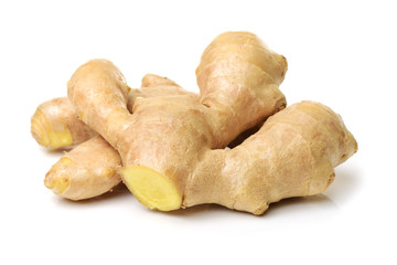 fresh ginger on white background 