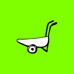 Wheelbarrow. Vector hand drawn isolated objects. Icons in sketch style.