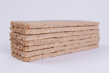 Top view of crispbreads isolated on a white background