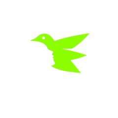 human face and bird logo