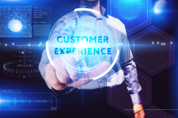 Business, Technology, Internet and network concept. Young businessman working on a virtual screen...