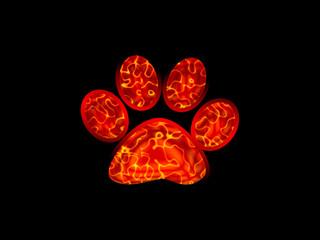 Fototapeta premium Paw burns in red fire 