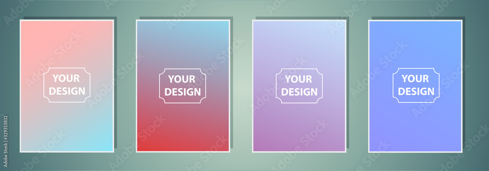 Poster set of a4 abstract gradient banners. minimal style color background. template for wallpaper, mobile 