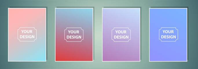 Set of a4 abstract gradient banners. Minimal style color background. Template for wallpaper, mobile app, screen