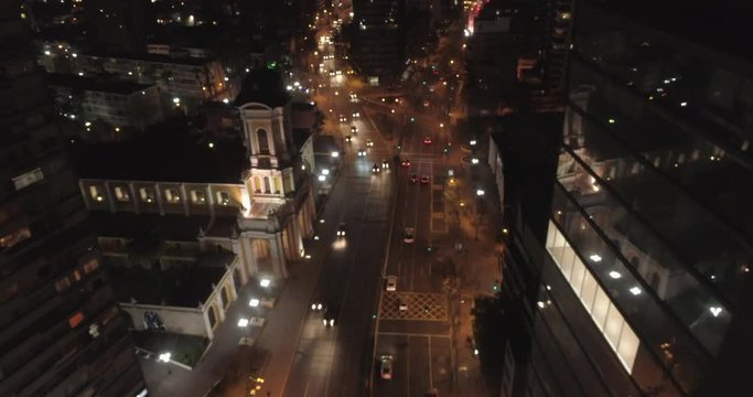 Aerial shot of a catholic church in Santiago Chile. Filmed in 4K 30fps