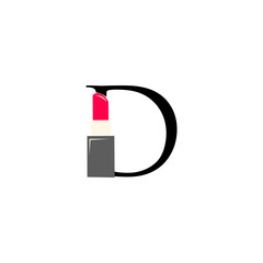 logo lipstick with letter d vector design	