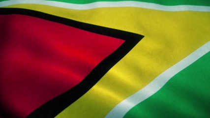 Guyana flag waving in the wind. National flag of Guyana. Sign of Guyana. 3d rendering