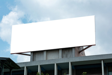 billboard blank and blue sky, copy space on white screen