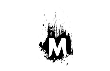 letter M grunge vintage alphabet letter logo with brush stroke icon design for business and company