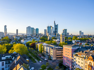 Frankfurt Skyline Droneshot with skyscrapers