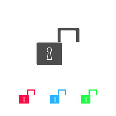 Open padlock icon flat.