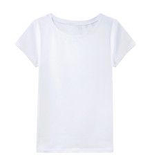 White t shirt isolated on white,top view object.