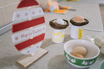Decoration for Easter with small nest with eggs
