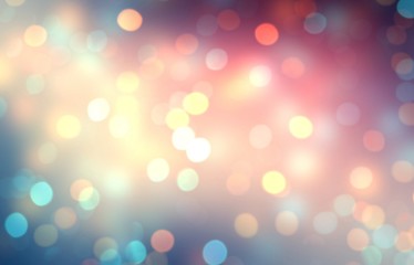 Fototapeta premium Blurry bokeh soft texture. Glitter background. Defocused sparkles pattern. Ombre blue red yellow abstract template.