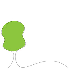 Tree green line drawing vector illustration