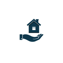 house in hand. hand with home. vector flat design symbol