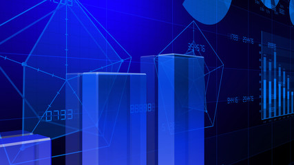 Business Economy Data Graph Chart Bar Growth Success 3D illustration background