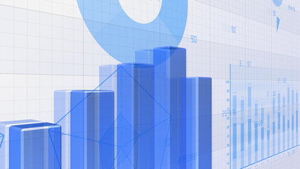 Business Economy Data Graph Chart Bar Growth Success 3D illustration background