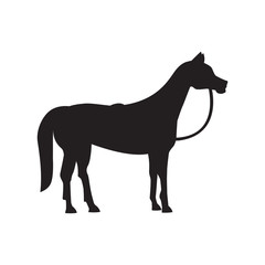 Cute horse standing silhouette vector illustration.