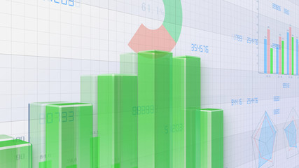 Business Economy Data Graph Chart Bar Growth Success 3D illustration background