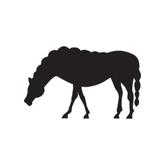 Cute horse standing silhouette vector illustration.